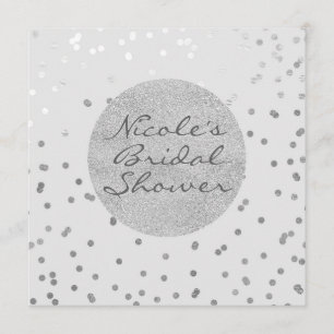 Hellgraue und silberfarbene Confetti Dots Moderne Einladung