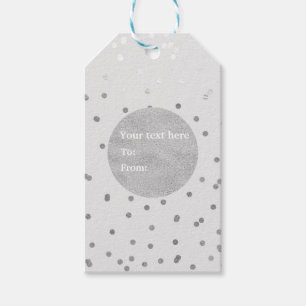 Hellgraue und silberfarbene Confetti Dots Moderne Geschenkanhänger