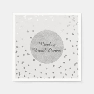 Hellgraue und silberfarbene Confetti Dots Moderne Serviette