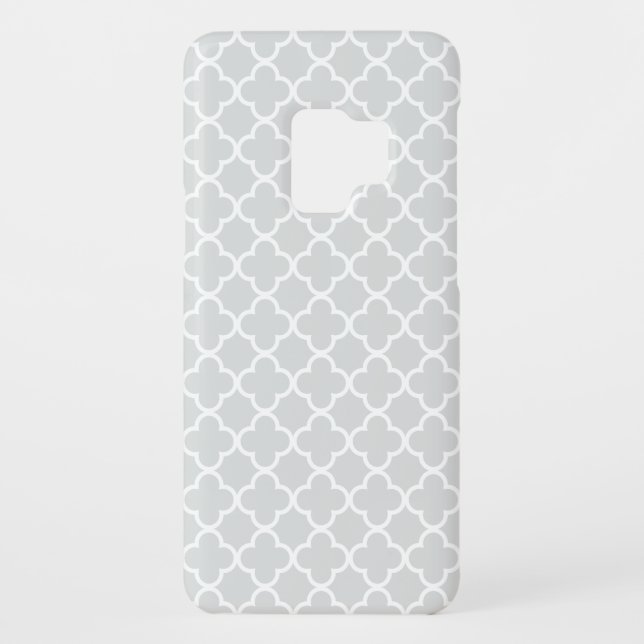 Hellgraue und weiße Quatrefoil Muster Case-Mate Samsung Galaxy Hülle (Rückseite)