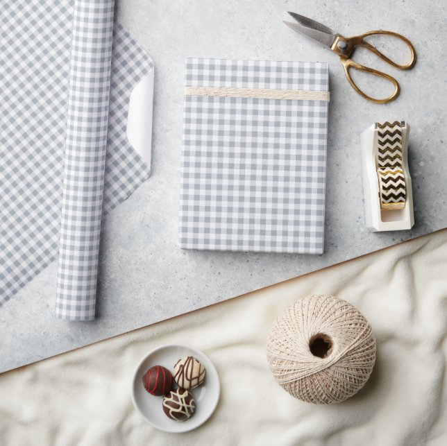 Hellgrauer Gingham Geschenkpapier (Kunsthandwerk)