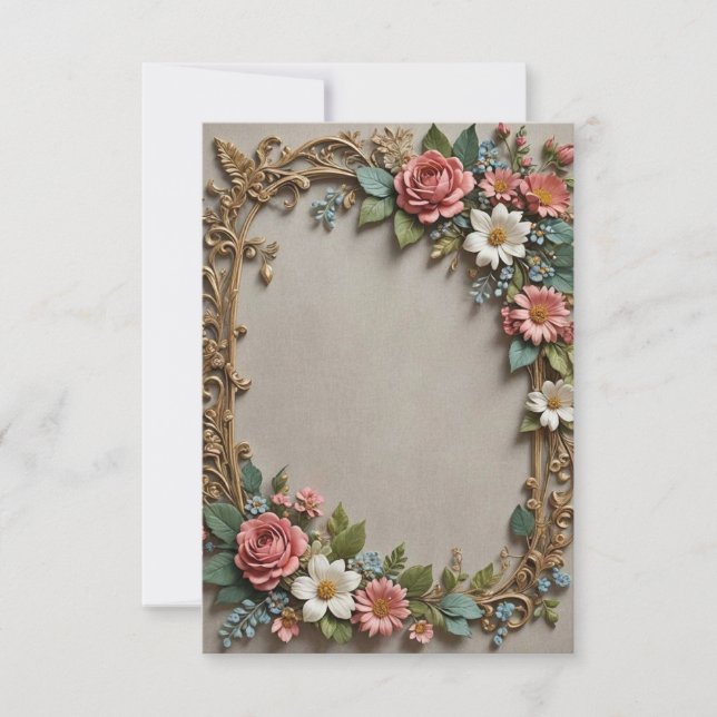 Hellgrauer Hintergrund Bouquet von Blume Hochzeit Einladung (Vorderseite)