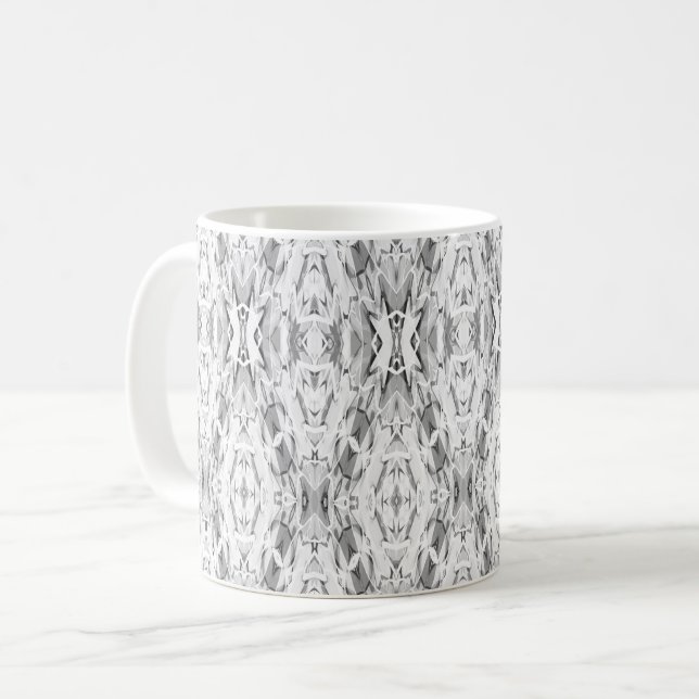 Hellgraues abstraktes Geometrie-Muster Kaffeetasse (Vorderseite Links)