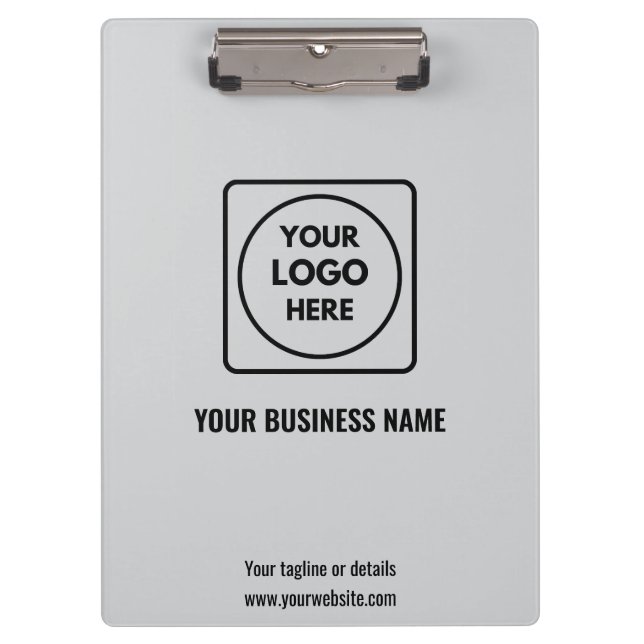 Hellgraues Firmenlogo Clipboard Branding Klemmbrett (Vorderseite)