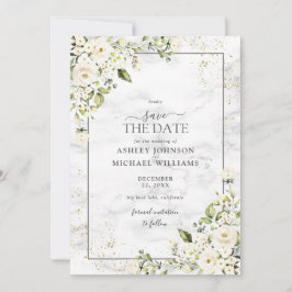 Hellgraues Foto aus weißem Blumengold Save the Dat Save The Date