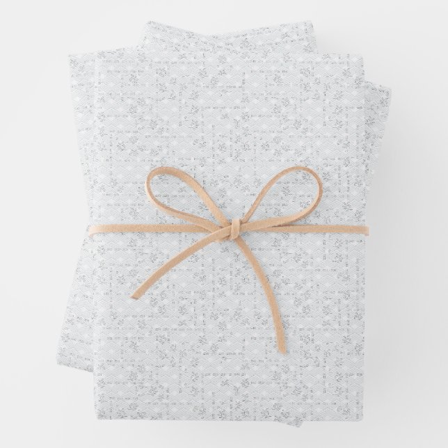 Hellgraues geometrisches Blumenmuster Geschenkpapier Set (Beispiel)