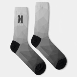 Hellgraues geometrisches Maschenmuster Monogramm Socken