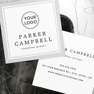 Hellgraues Grenzlogo Quadratische Visitenkarte