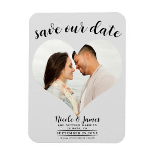 Hellgraues Herz Foto Hochzeit Save the Date Magnet