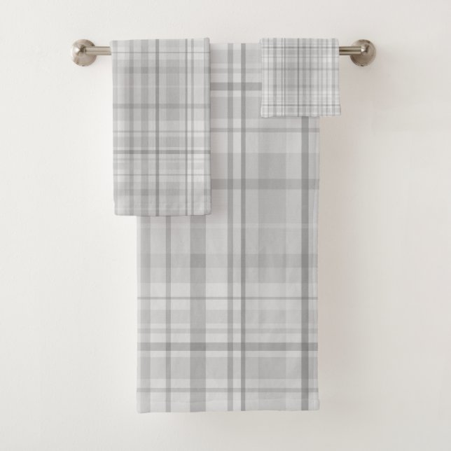 Hellgraues Karomuster Minimales, schickes Design Badhandtuch Set (Insitu)
