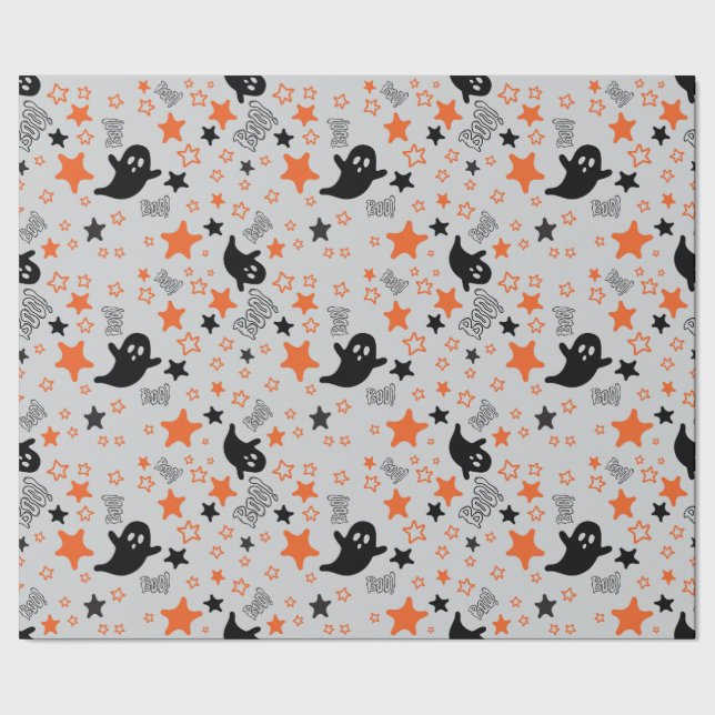 Hellgraues, nahtloses Umschlagpapier: Geister, Ste Geschenkpapier (Saum)