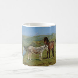 Hellgraues Pferd auf einem Feld (Pferdezucht) Kaffeetasse