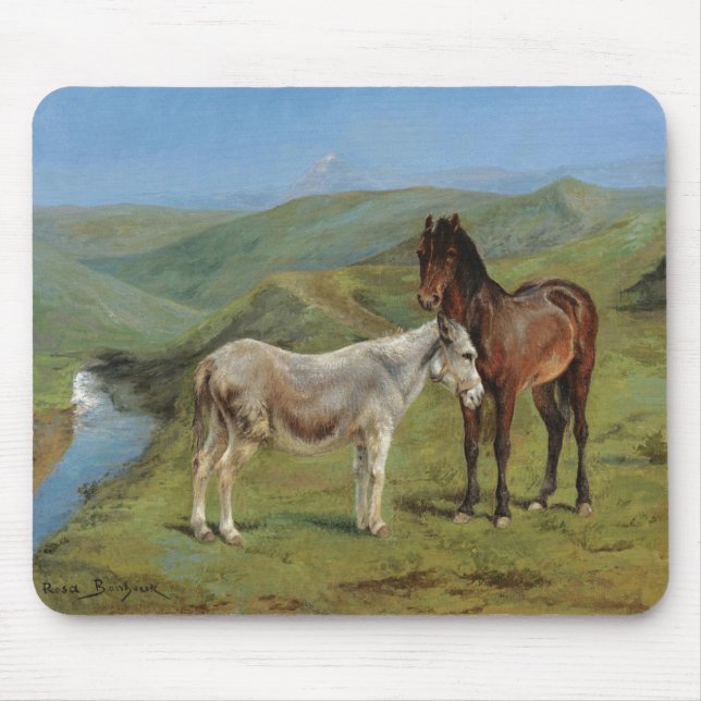 Hellgraues Pferd auf einem Feld (Pferdezucht) Mousepad (Vorne)