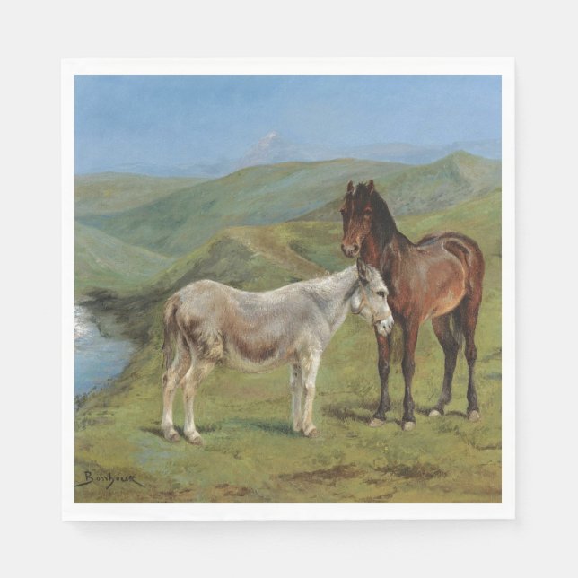 Hellgraues Pferd auf einem Feld (Pferdezucht) Serviette (Vorderseite)