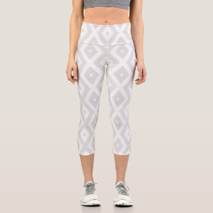 Hellgraues und weißes Diamantmuster Capri Leggings
