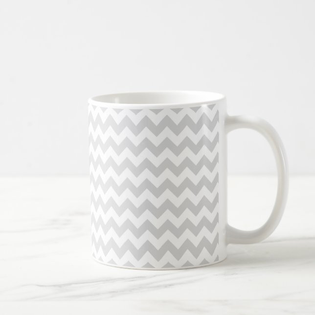 Hellgraues Zickzack Zig-Zag-Muster Kaffeetasse (Rechts)