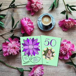 Hellgrün 50. Geburtstag Einfache Lila Sonnenblume Einladung