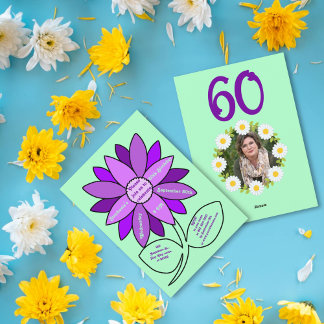 Hellgrün 60. Geburtstag Einfache Lila Sonnenblume Einladung