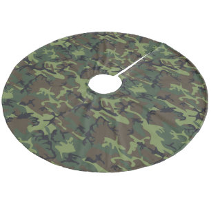 Hellgrün, Dunkelgrün, Braun, Schwarz Tarnung Fleece Weihnachtsbaumdecke