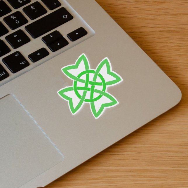 Hellgrün-geliebtes keltisches Knot-Design Aufkleber (Bright green Celtic Irish knot on vinyl sticker.)