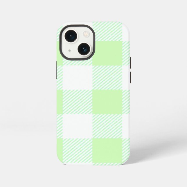 Hellgrün kariert Gingham-Muster iPhone Hülle (Rückseite)