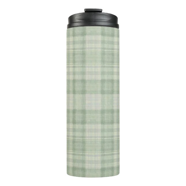 Hellgrün kariert thermosbecher (Vorderseite)