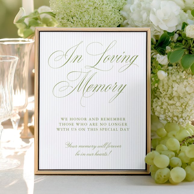 Hellgrün & Sanftblau Gedenktafel "In Loving Memory (Sage Green & Soft Blue In Loving Memory Sign)