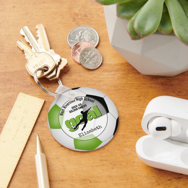 hellgrün schwarz Fußball Tor Mädchen Mannschaftsna Schlüsselanhänger (Schreibtisch)