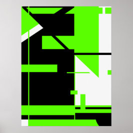 Hellgrün, Schwarz-Weiß-Geometrie-Abstrakt Poster
