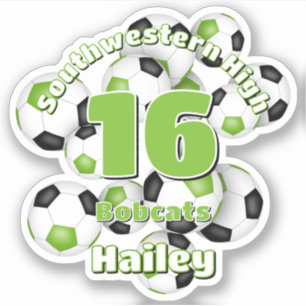 Hellgrün schwarze Fußballmannschaft färbt Mädchen  Aufkleber