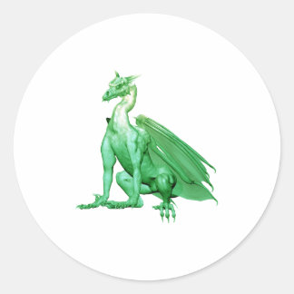 Hellgrün sitzender Drache Runder Aufkleber