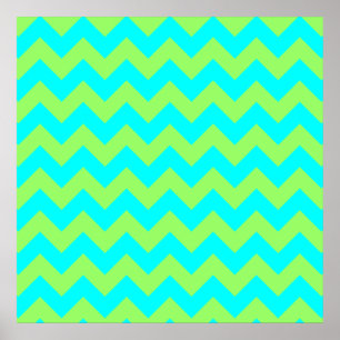 Hellgrün und Aquamarin-Zickzack Poster