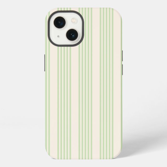 Hellgrün und beige, fünf Streifen iPhone Hülle (Rückseite)