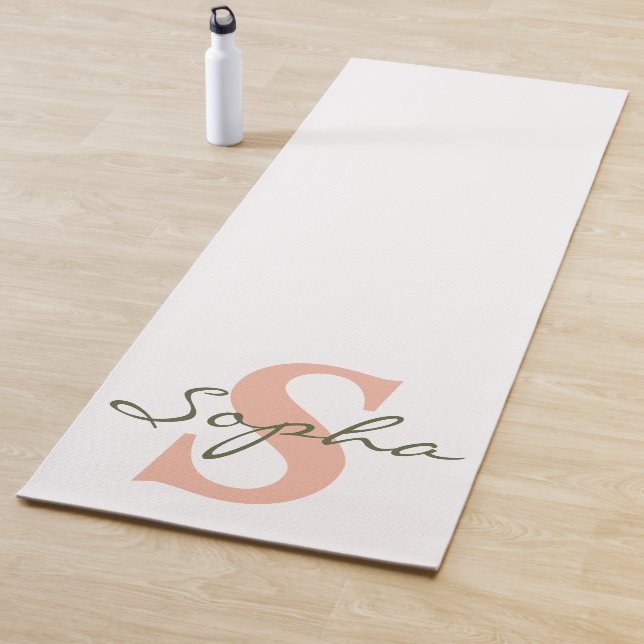 Hellgrün und rosa Monogramm Yogamatte (Beispiel)