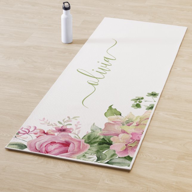 Hellgrün und rosa Monogramm Yogamatte (Beispiel)