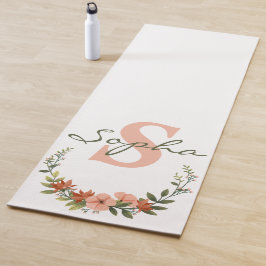 Hellgrün und rosa Monogramm Yogamatte