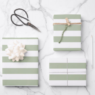 Hellgrün und weiße Streifen Geschenkpapier Set