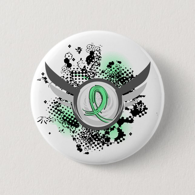 Hellgrüne Band-und Flügel-Zöliakie Button (Vorderseite)