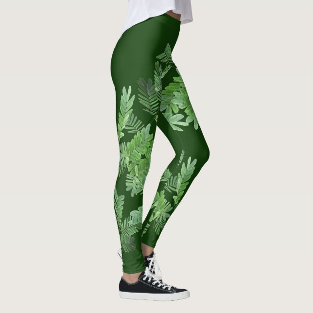 Hellgrüne Blätter Leggings (Rechts)