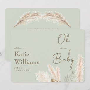 Hellgrüne Boho Oh Baby Baby-Party Einladung