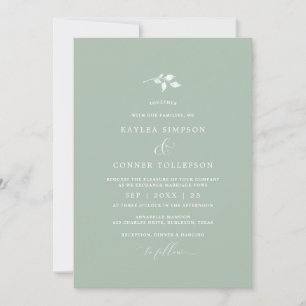 Hellgrüne Braut Hochzeit Schlicht Elegant Klassisc Einladung