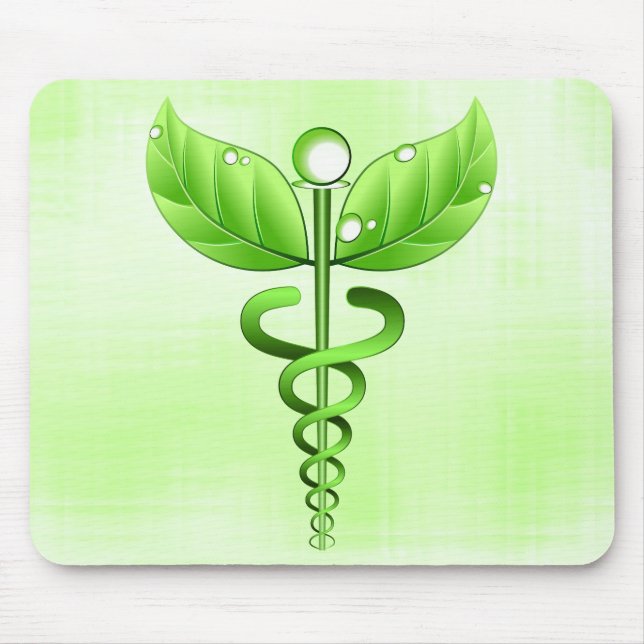 Hellgrüne Caduceus Alternative Medical Mousepad (Vorne)