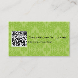 Hellgrüne Damast QR CODE Visitenkarten Visitenkarte
