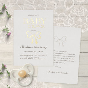 Hellgrüne elegante Bogen-Baby-Party Folieneinladung