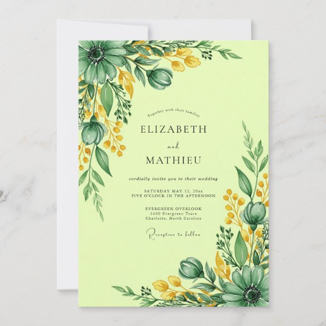 Hellgrüne Frische Wiesenhochzeit Einladung (Vorderseite)