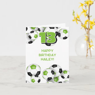 hellgrüne Fußballbälle Kinder zum Geburtstag glück Karte