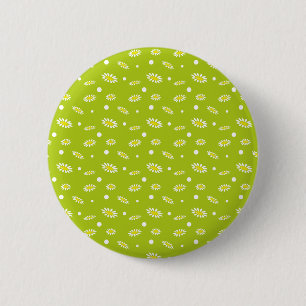 Hellgrüne Gänseblümchen-Punkte-Retro-Frühlingsmust Button