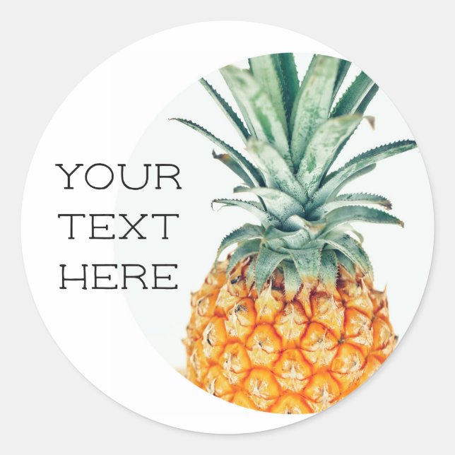 Hellgrüne gelbe Ananas, die Ihren Textaufkleber tr Runder Aufkleber (Vorderseite)