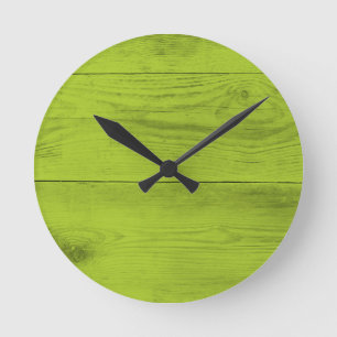 Hellgrüne Holzstruktur als Hintergrundtextur Runde Wanduhr