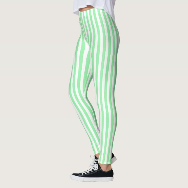 Hellgrüne Kerzenstreifen Leggings (Links)